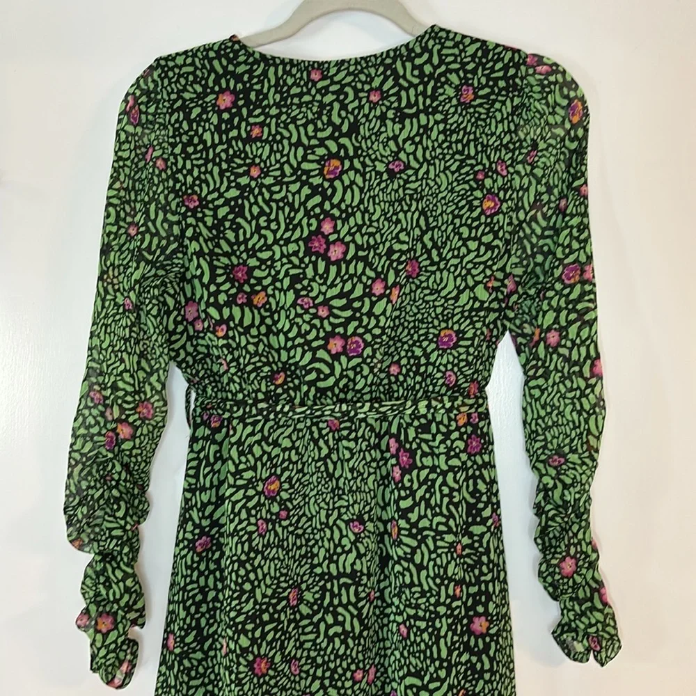 Vero Moda Floral Midi Dress Women's Size Small Belted Ruched Femme Bohemian - Picture 5 of 10